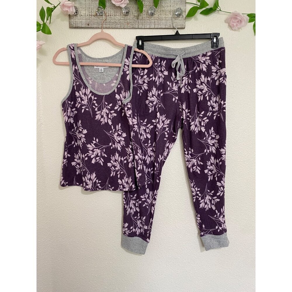 Live Love Lounge Women's  Pajama Lounge Set Purple Size Small Soft velvet